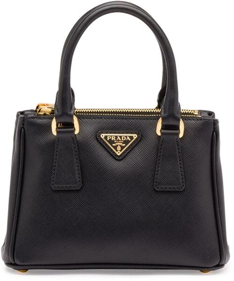 Prada Saffiano Lux Micro Tote Bag w/Shoulder Strap, Black (Nero)